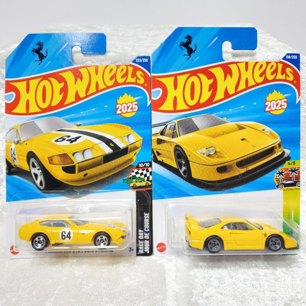 Hot Wheels Ferrari F40 & 365 GTB4 Competizione 2-Car Lot Exotics Yellow
